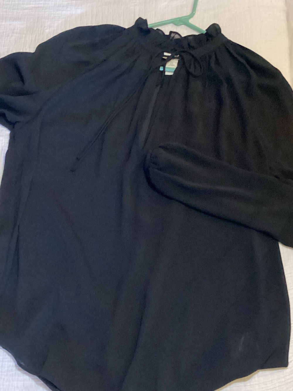 H&M Black Ruffle Tie-Neck Blouse
